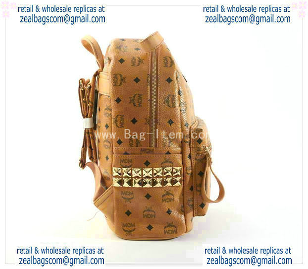 High Quality Replica MCM Stark Backpack Grainy Leather 40123 Camel